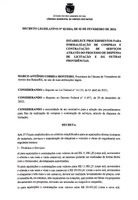 DECRETO LEGISLATIVO N 02/2024, DE 02 DE FEVEREIRO DE 2024. ESTABELECE PROCEDIMENTOS PARA FORMALIZAÇÃO DE COMPRAS E CONTRATAÇÃO SERVIÇOS DE ATRAVÉS DO PROCESSO DE DISPENSA DE ICITAÇÃO E DÁ OUTRAS PROVIDÊNCIAS.