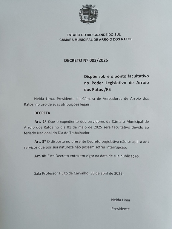 DECRETO N° 003/2025