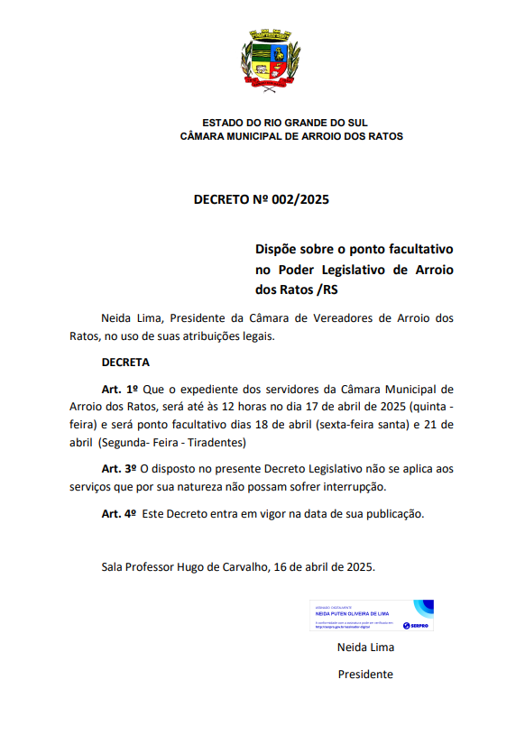 DECRETO Nº 002/2025