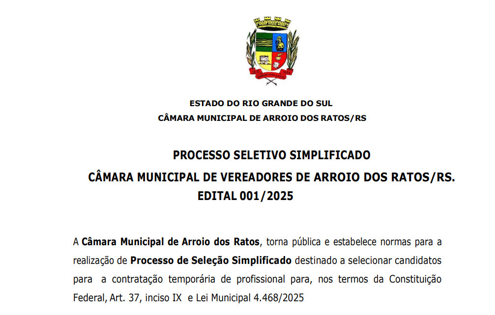 EDITAL PROCESSO SELETIVO 2025 PARA LIMPEZA