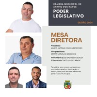 O PODER LEGISLATIVO É A FORÇA DO POVO!  Novos membros da Mesa Diretora na Câmara de Vereadores de Arroio dos ratos, GESTÃO 2024.