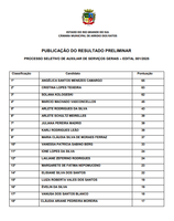 PUBLICAÇÃO DO RESULTADO PRELIMINAR 