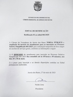 RETIFICAÇÃO DE PROCESSO SELETIVO